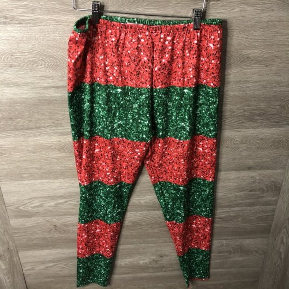 CowCow Womens 5XL Red Green Christmas Leggings NEW
